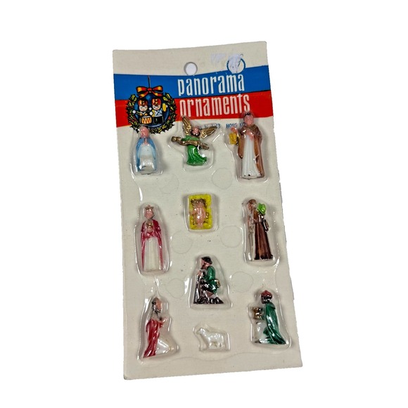 The Unbranded Brand Other - Panorama Ornaments Nativity Figures Jesus Mary Joseph Mini Figures Hong Kong VTG